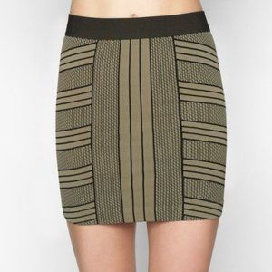 BCBGeneration Brown Black Geometric Bodycon Skirt